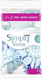 Venus Simply Disposable Razors for Body Single Use with 2 Blades & Lubricious Strip Blue 6pcs