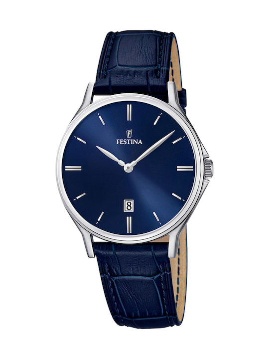 Festina Ανδρικό Ρολόι 40mm Μπαταρίας με Μπλε Δε...