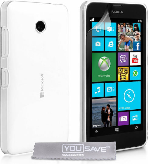 YouSave Accessories Back Cover Silicone Set with Glass Transparent (Lumia 532)