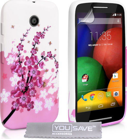 YouSave Accessories Floral Bee Silicone Gel Case (Moto E) Back Cover Σιλικόνης Πολύχρωμο