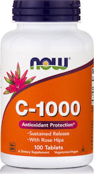 Now Foods C-1000 Sustained Release Antioxidant Protection With Rose Hips Vitamin for Energy & Immune System Boost 1000mg 100 tabs