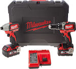 Milwaukee M18 BLPP2B-502C Set Mașină de găurit cu impact & Șurubelniță cu impact 18V cu 2 baterii 5Ah și husă