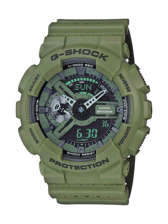 Casio G-Shock Watch Chronograph Battery with Green Rubber Strap