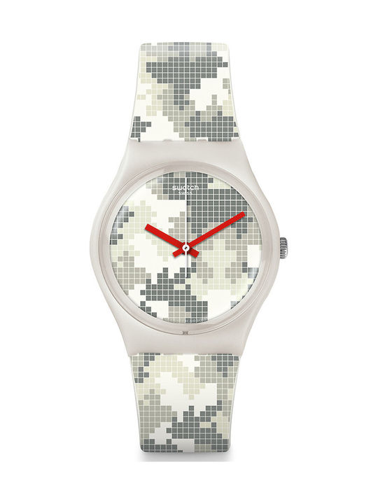Swatch Pixelise Me Watch with Gray Rubber Strap