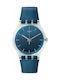 Swatch Encrier Watch Battery with Blue Rubber Strap