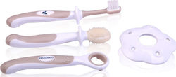 Cangaroo Silicone Toothbrush Set Baby Toothbrush for 0m+ 4pcs Beige