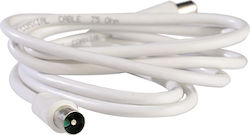 Eurolamp Καλώδιο Κεραίας Coax male - Coax female Λευκό 1.5m