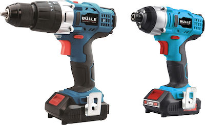 Bulle Set Impact Drill Driver & Impact Screwdriver 18V with 2 2Ah Batteries and Case