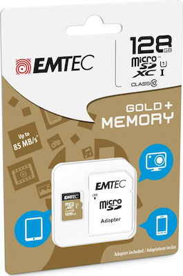 Emtec Gold+ microSDXC 128GB Klasse 10 U1 UHS-I mit Adapter