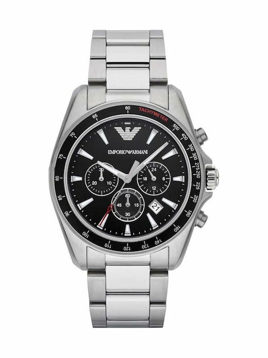 Emporio Armani Sigma Herrenuhr 44mm Chronograph Batterie mit Silber Metallarmband
