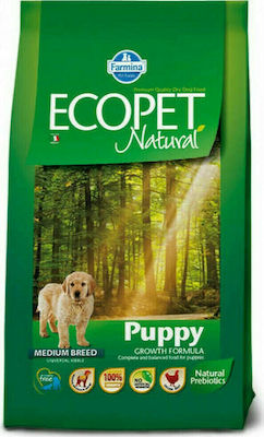 Farmina Ecopet Natural Puppy Medium 12kg Hrană Uscată pentru Cățeluși de Rase Medii cu Porumb, Pui și Orez