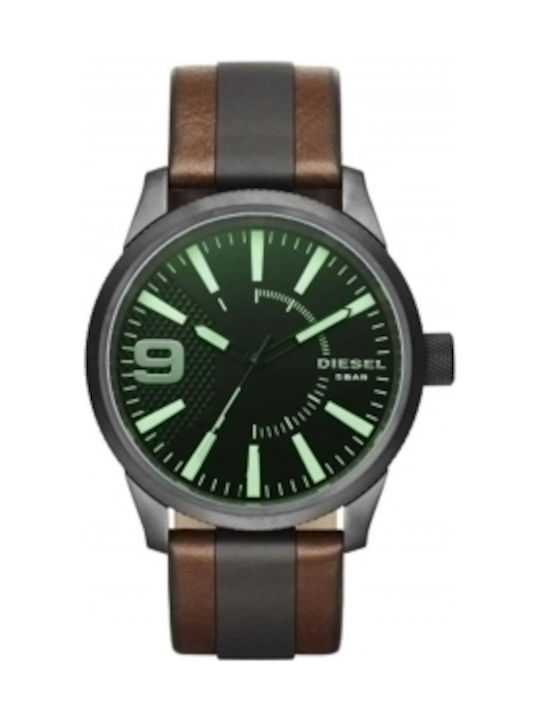 Diesel Rasp Watch Battery with Leather Strap