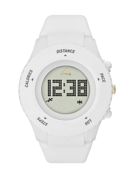 adidas Sprung Digital Men's Watch 44mm Battery with White Rubber Strap