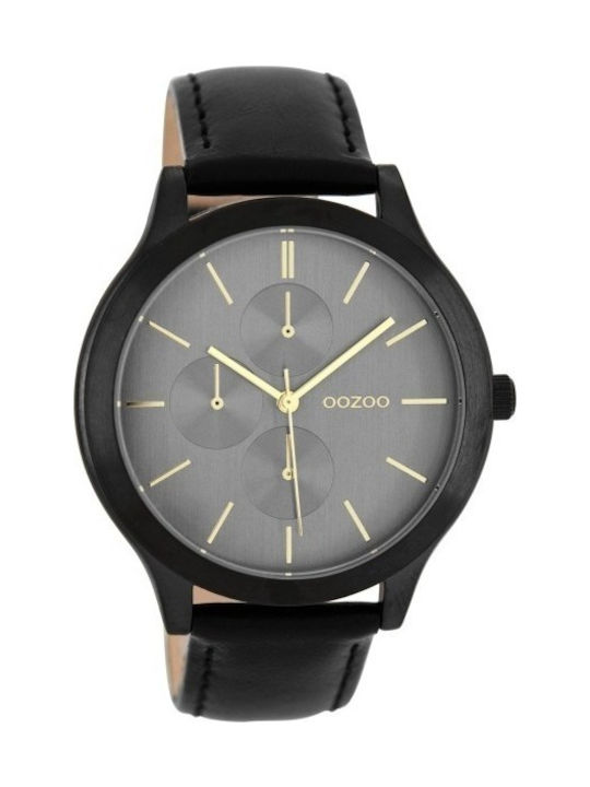 Oozoo Timepieces XL Uhr mit Schwarz Lederarmband