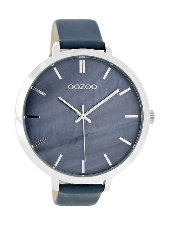 Oozoo Timepieces XXL Watch with Blue Leather Strap