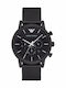 Emporio Armani Ανδρικό Ρολόι 46mm Χρονογράφος Μπαταρίας με Μαύρο Μεταλλικό Μπρασελέ