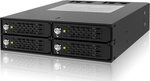 Icy Dock ToughArmor Rugged Full Metal 4 Bay 2.5 Inch SATA/SAS HDD And SDD Backplane Cage with locking Trays for External 5.25 Inch Bay Μαύρο (MB994SK-1B)