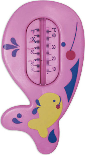 Lorelli Analog Bath Thermometer Whale 10°C - 40°C Pink
