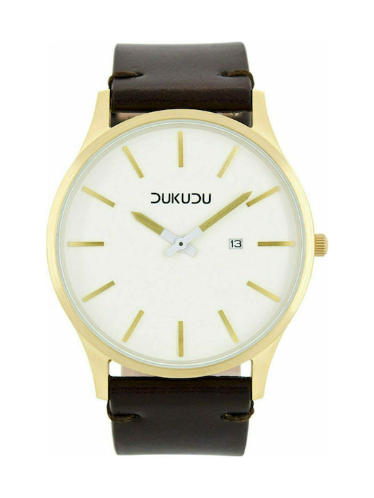 Dukudu Filip Watch Battery with Brown Leather Strap