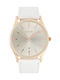 Dukudu Vera Watch with White Leather Strap