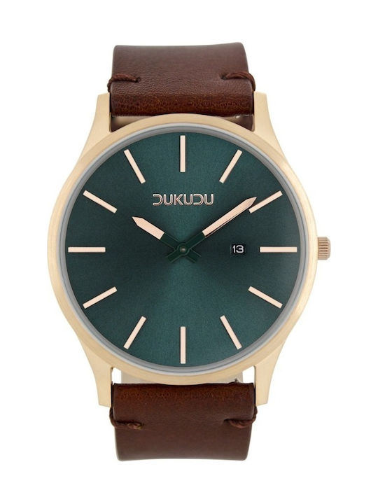 Dukudu Jorn Watch Battery with Brown Leather Strap