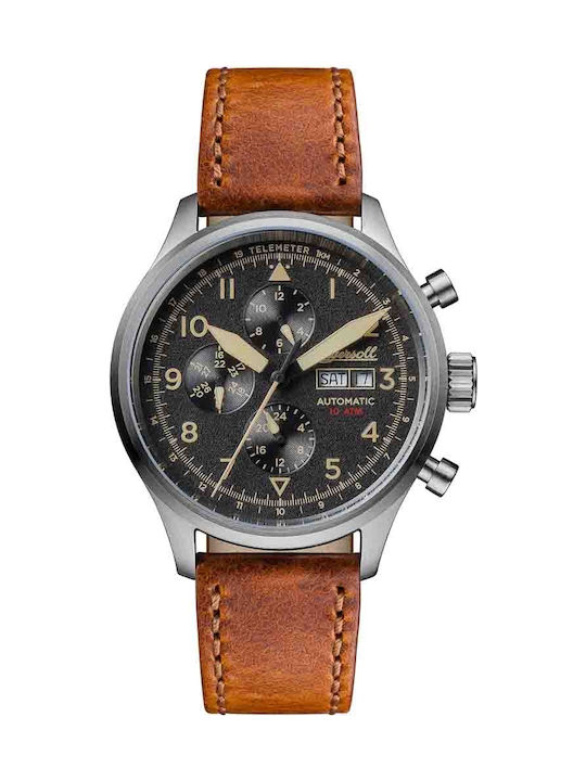 Ingersoll Bateman Uhr Chronograph Automatisch mit Braun Lederarmband