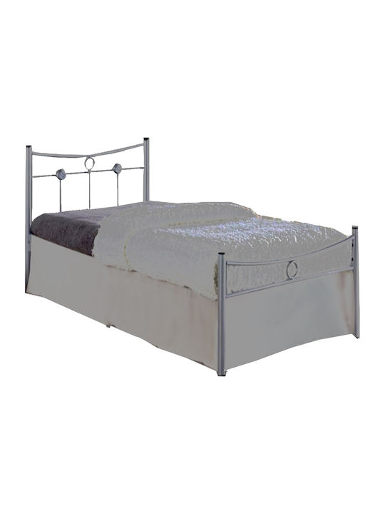 Dugan Κρεβάτι Μονό Μεταλλικό Γκρι με Τάβλες για Στρώμα 90x200cm