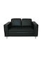 Alamo Διθέσιος Καναπές Δερματίνη Μαύρος 145x85x82εκ.