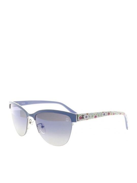 Tous Women's Sunglasses with Blue Plastic Frame and Gray Lens STO314 0E70