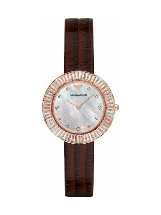 Emporio Armani Watch with Brown Leather Strap AR7433