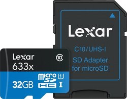 Lexar High-Performance 633x microSDHC 32GB Class 10 U1 UHS-I with Adapter