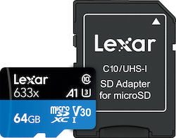 Lexar High-Performance 633x microSDXC 64GB Clasa 10 U1 UHS-I cu adaptor