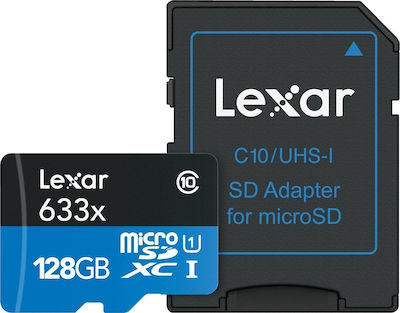 Lexar High-Performance 633x microSDXC 128GB Class 10 U1 UHS-I with Adapter