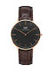 Daniel Wellington Classic York Ανδρικό Ρολόι 36mm Μπαταρίας με Καφέ Δερμάτινο Λουράκι