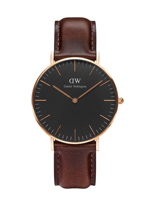 Daniel Wellington Classic Bristol Ρολόι Μπαταρίας με Δερμάτινο Λουράκι σε Καφέ χρώμα