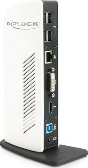 DeLock USB-A Docking Station με HDMI Ethernet Λευκό (87568)