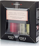 Korres Gel System Gloss Set Βερνίκια Νυχιών Classic Red & Top Coat
