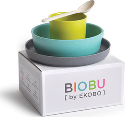 Ekobo Feeding Set made of Bamboo Multicolour 4pcs for 3+ months