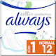 Always Cotton Protection Pantyliners with Wings for Normal Flow 3 Drop Size 1 12pcs Normal