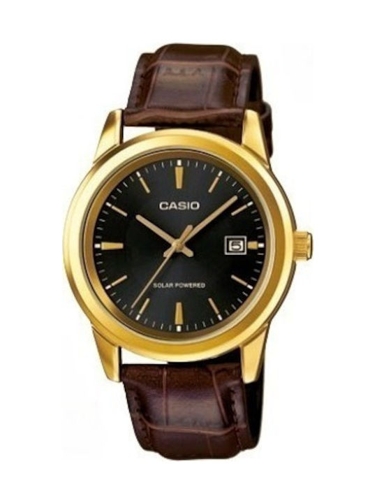 Casio Watch Battery with Brown Leather Strap MTP-VS01GL-1A