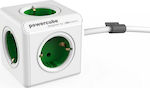 Allocacoc Extended 5-Outlet PowerCube 1.5m Green