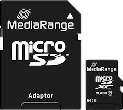 MediaRange microSDXC 64GB Klasse 10 A1 Hohe Geschwindigkeit mit Adapter