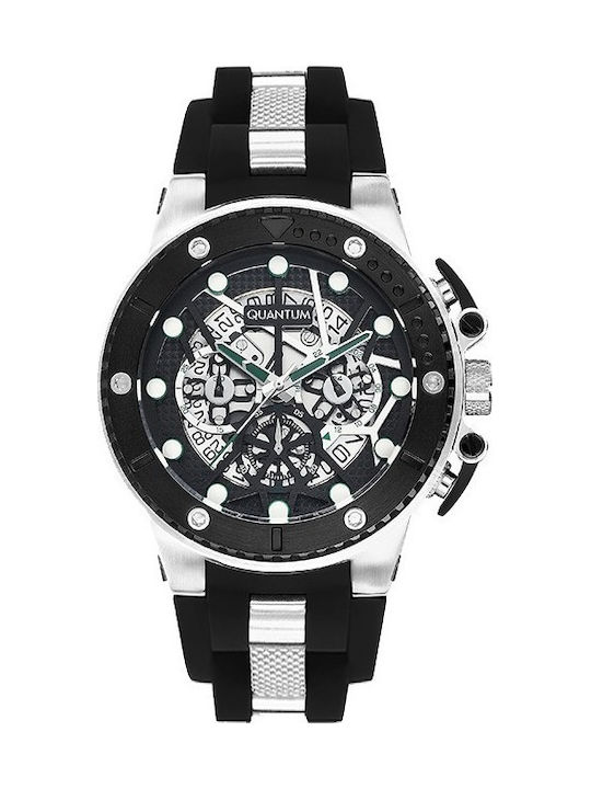 Quantum Hunter Men's Watch 50mm Chronograph Battery with Rubber Strap