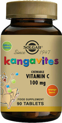 Solgar Kangavites Vitamin C 100mg 90 μασώμενες ταμπλέτες Πορτοκάλι
