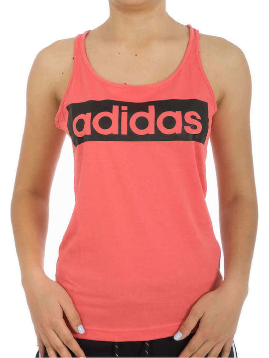 Adidas Essentials Linear Tank Women's Athletic Blouse Sleeveless Pink