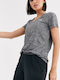 Under Armour Twist Damen Sportlich T-shirt Schnell trocknend mit V-Ausschnitt Silber