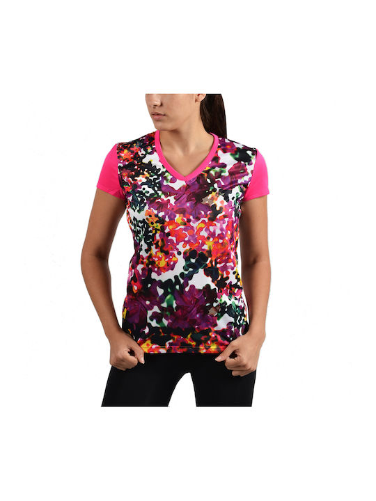 Adidas Response Graphic Women's Athletic T-shirt with V Neckline Fuchsia