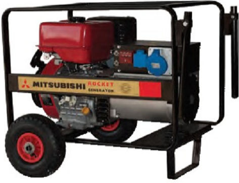 Mitsubishi Electric MGE 6000 SRM1 Генератор Бензин (четиритактов) с Гуми и Максимална Мощност 6kVA