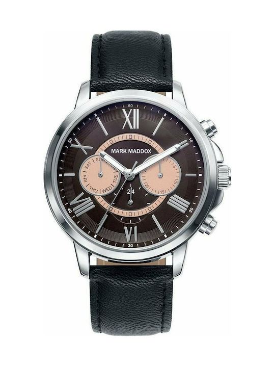 Mark Maddox Watch Battery with Black Leather Strap HC6016-25