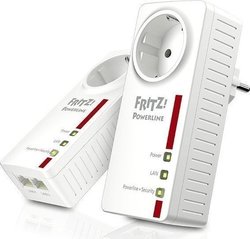 AVM Fritz! 1220E Powerline Διπλού Kit για Ενσύρματη Σύνδεση με Passthrough Πρίζα και 2 Θύρες Ethernet